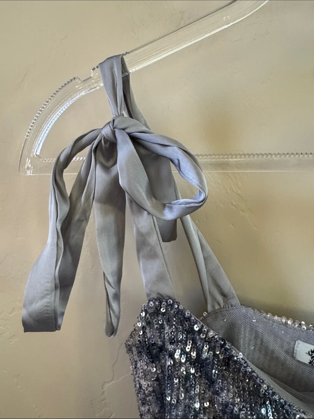 Free People Intimately Silver Sequin Tie-Strap Cami